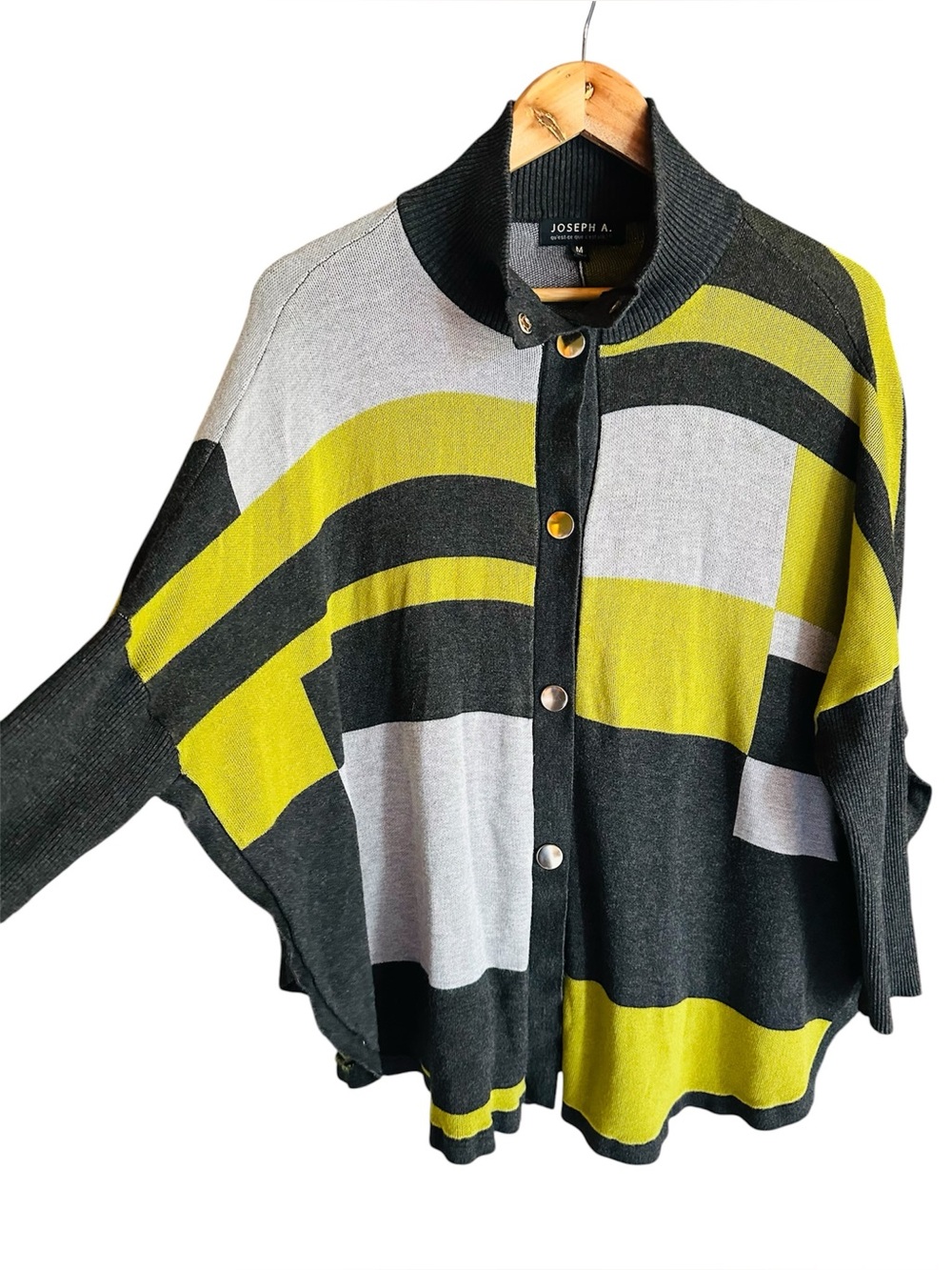 Joseph A. Color Block Cardigan-Poncho M